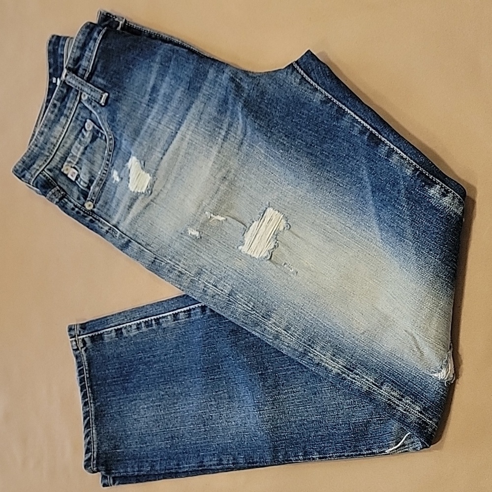 AG Adriano Goldschmied Size 28 Distressed Straight Leg Jeans, Gently Used Cond.
